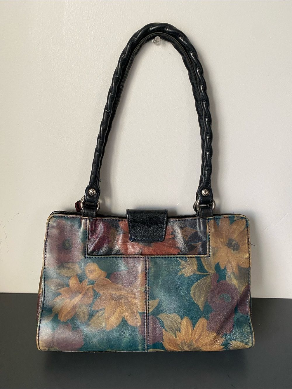 Patricia Nash Multicolor Floral Leather Shoulder Bag & Wallet Burgundy Tassel - Picture 5 of 16